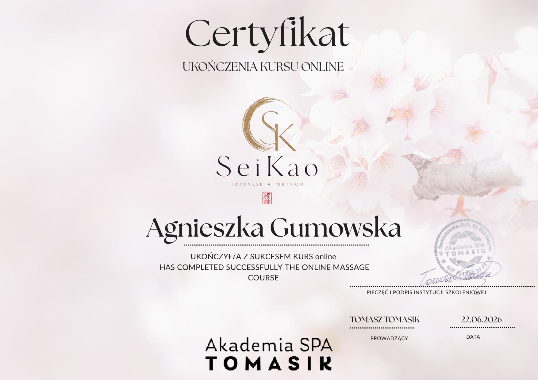 SeiKao – ukończenie kursu